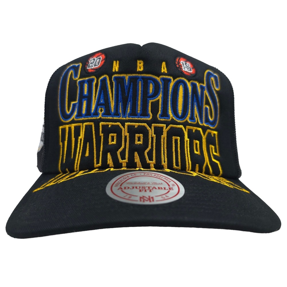 Golden State Warriors Mitchell & Ness NBA Trucker Hat Cap 2015 Champions NWT